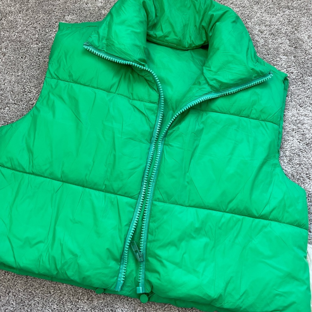 Lime Green Cropped Puffer Vest